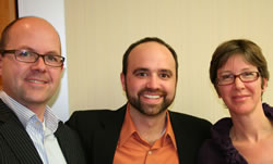 Content Marketing Conference speakers AJ Huisman and Ingrid Archer with Joe Pulizzi at our roundtable