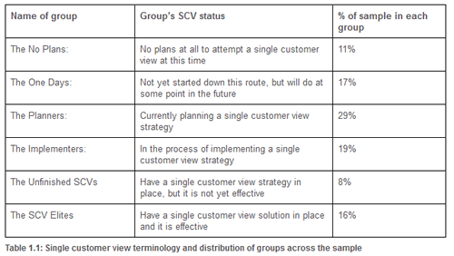 Different maturity levels regarding the single customer view