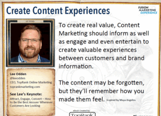 Lee Odden Content Marketing Conference Europe 2014 quote in the content marketing eBook by TopRank Online Marketing and i-SCOOP – via SlideShare