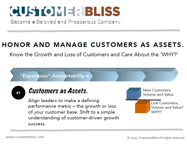 The first customer leadership competency according to Jeanne Bliss - honor and manage customers as assets