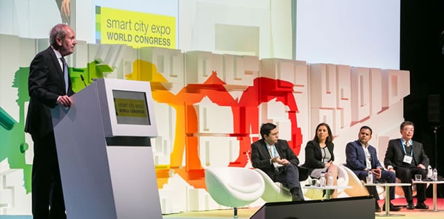 Chairman of the advisory board Jeremy Hultin during the opening session at Smart City World Expo Congress 2016 - picture source and courtesy Smart City Expo World Congress