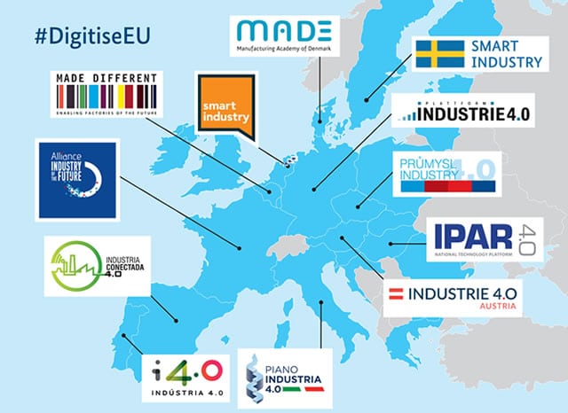 The 12 Industry 4.0, Smart Industry and other national industry transformation programs in the EU as of March 2017