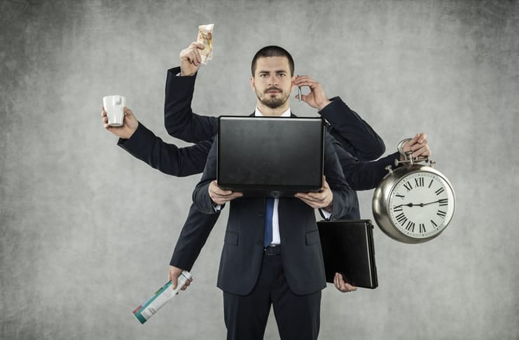 Overwhelmed salespeople concept
