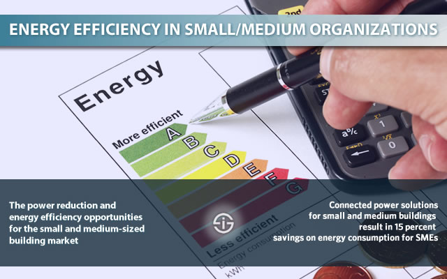 Energy efficiency in small and medium buildings and organizations - the power reduction and energy opportunities for small and medium businesses and enterprises