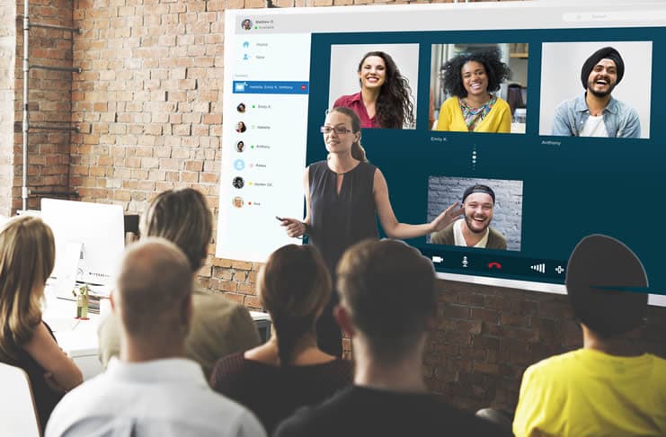 Smart office smart workplace smart meeting videoconferencing concept