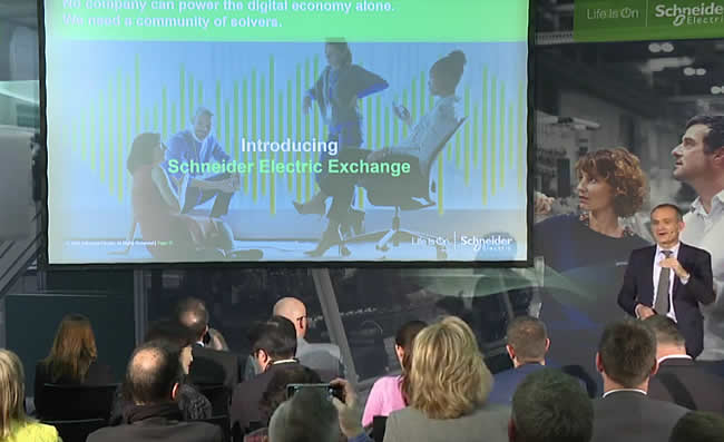 Schneider Electric CEO Jean-Pascal Tricoire introduces Schneider Electric Exchange at Hannover Messe 2019
