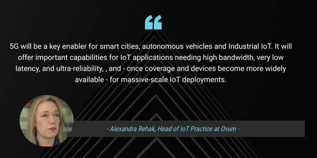 Alexandra Rehak IoT practice head at Ovum Informa on 5G at the occasion of the 5G and IoT findings in the Internet of Things World 2019 report - source picture and courtesy Ovum video