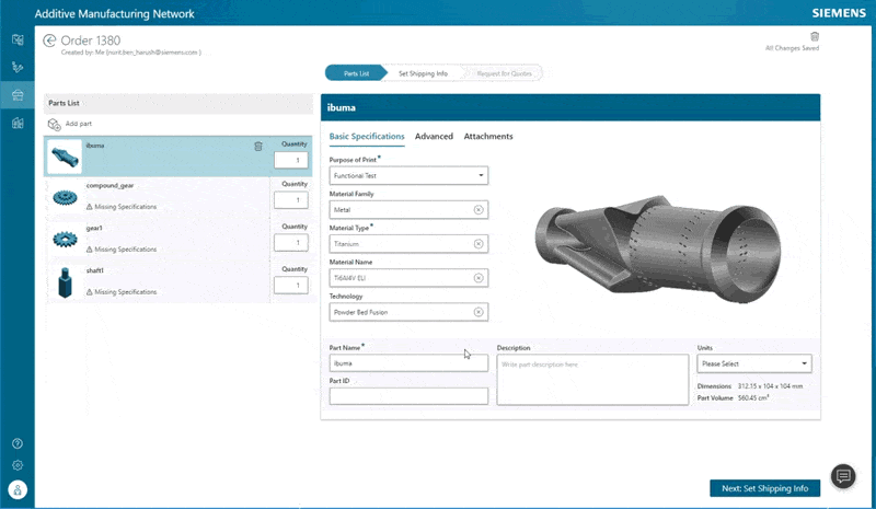 Screenshot Siemens Additive Manufacturing Network, officially launched in November 2019 - source and more info