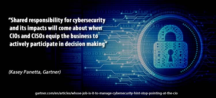 Shared responsibility for cybersecurity and its impacts will come about when CIOs and CISOs equip the business to actively participate in decision-making