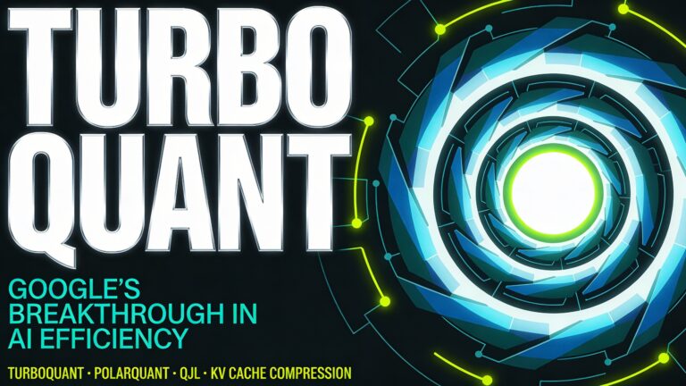 TurboQuant graphic illustration showing a geometric data vortex representing AI efficiency and compression breakthroughs.