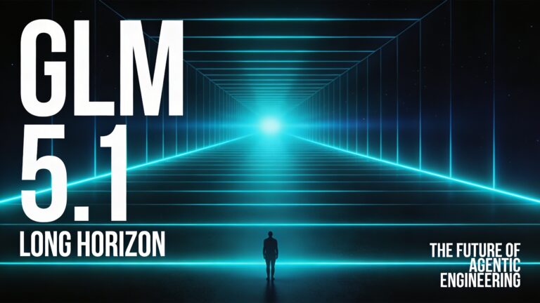 A lone humanoid silhouette stands before an infinite corridor of glowing cyan lines converging to a vanishing point in deep s