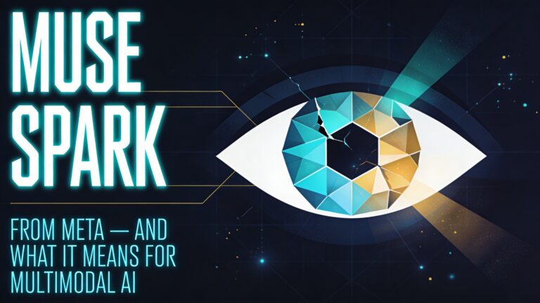 Geometric AI eye representing Meta's Muse Spark multimodal reasoning model analyzing multiple data streams