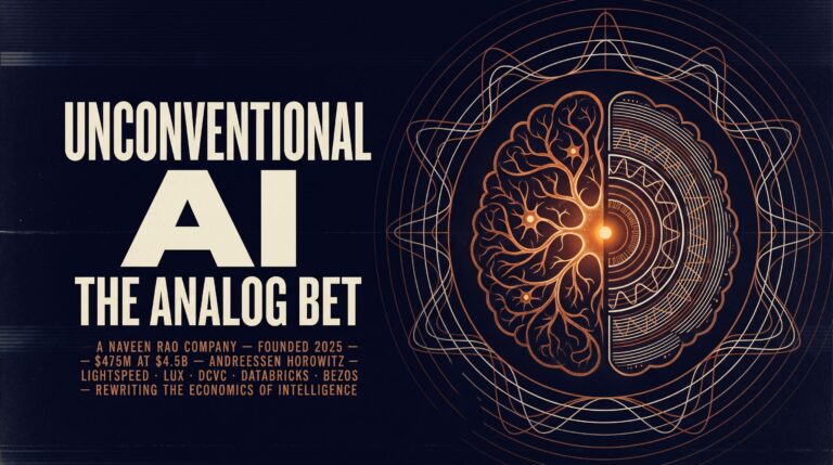 Naveen Rao's Unconventional AI raised $475M at a $4.5B valuation to build biology-inspired, energy-efficient chips for probabilistic AI workloads.