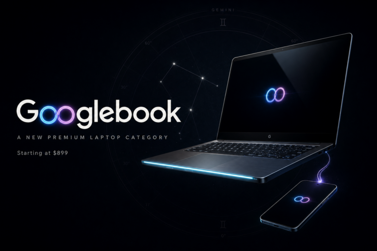 Googlebook is Google's new premium laptop line built around Gemini, with Magic Pointer, Rambler dictation and deep Android phone integration. Prices start at $899.