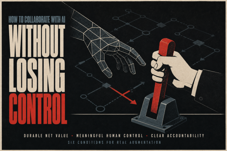 Learn how to collaborate with AI using six research-backed conditions. Discover what to delegate, what to keep human, and how to protect your skills at work.