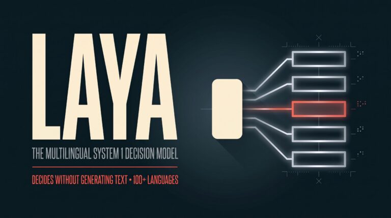 Laya is een open weights, non autoregressive System 1 beslismodel voor 100+ talen. Ontdek hoe choice, score en noul werken, waar finetuning nodig is en waar Laya tekortschiet.