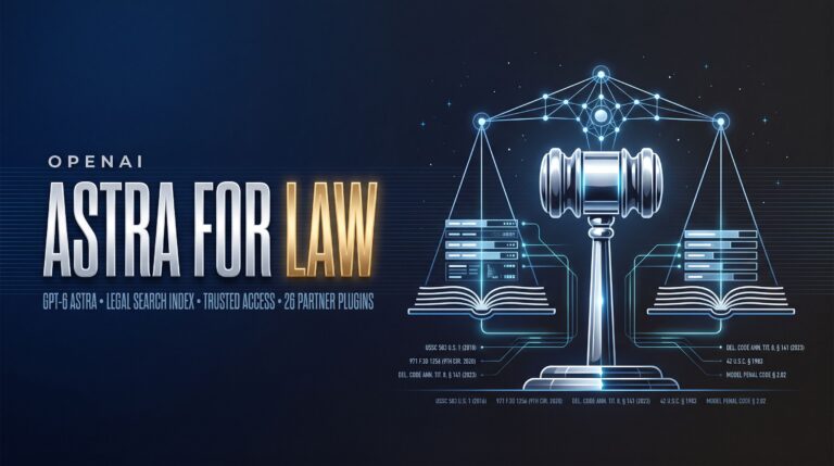 Astra for Law is OpenAI's new legal AI foundation, pairing GPT-6 Astra with a legal search index, Trusted Access controls and 26 partner plugins for law firms.