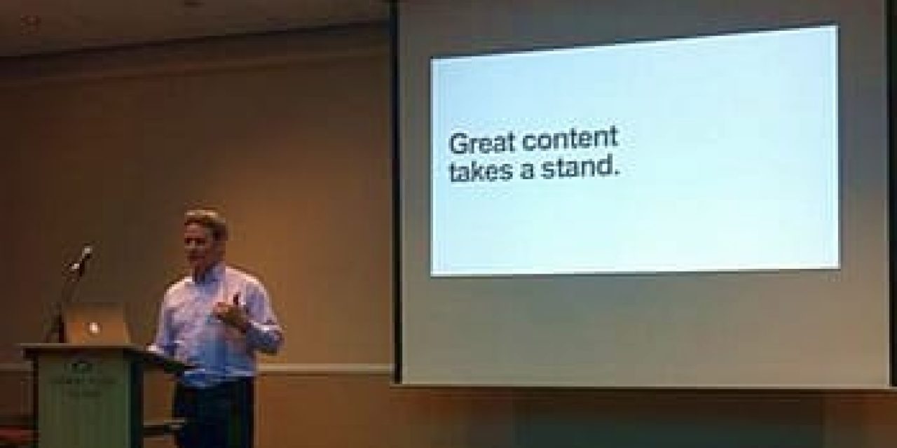 Doug Kessler at the Content Marketing Conference Europe in Antwerp – with a clear message – picture source