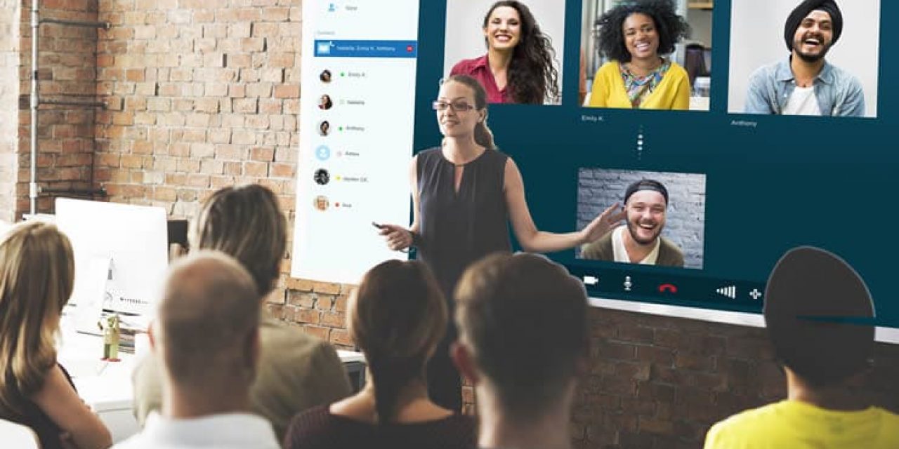 Smart office smart workplace smart meeting videoconferencing concept