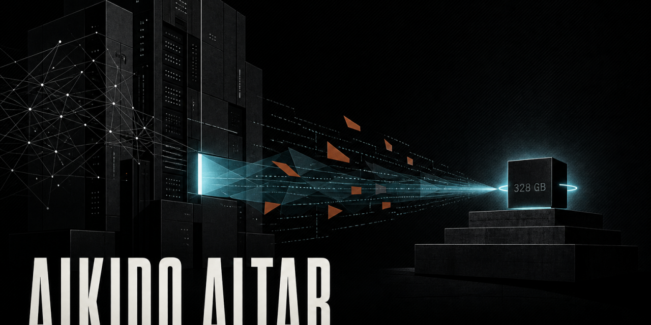 Aikido Altar shrinks GLM-5.3 from 1.51 TB to 328 GB through quantization and expert pruning, keeping 92% of its vulnerability coverage for sovereign on-prem security.