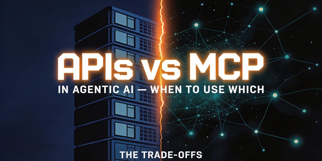 APIs vs MCP in agentic AI conceptual illustration showing structured architecture versus organic networks divided by light