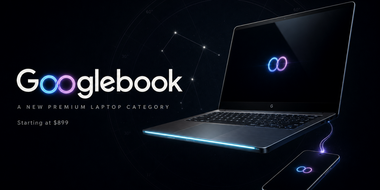 Googlebook is Google's new premium laptop line built around Gemini, with Magic Pointer, Rambler dictation and deep Android phone integration. Prices start at $899.