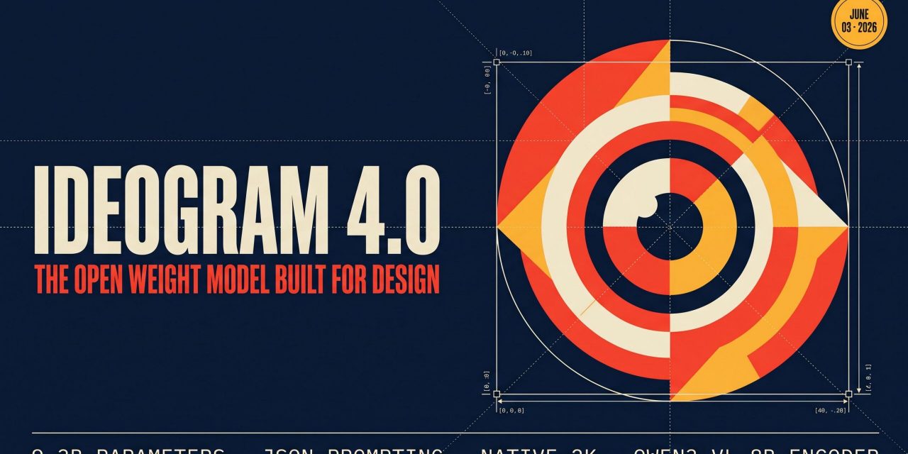 Geometric poster with bold typography and an abstract aperture-eye in vermilion, cream, and marigold on navy, technical grid