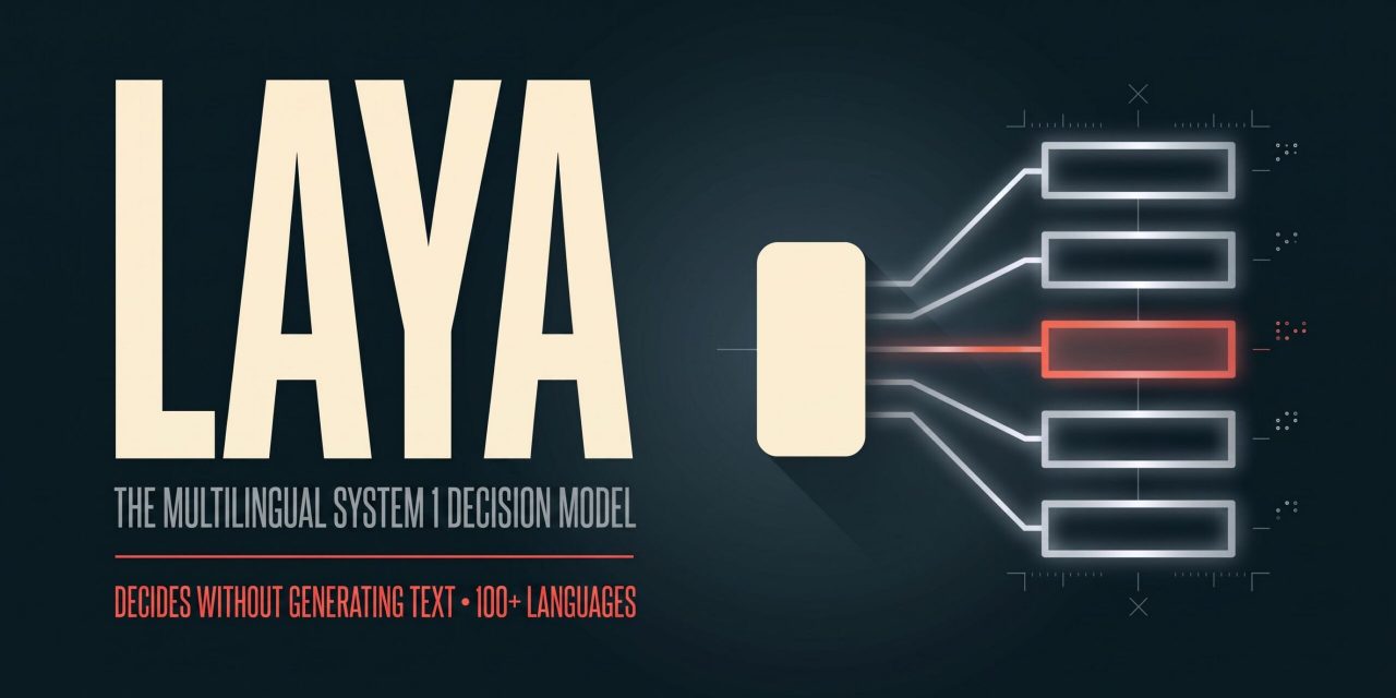 Laya is een open weights, non autoregressive System 1 beslismodel voor 100+ talen. Ontdek hoe choice, score en noul werken, waar finetuning nodig is en waar Laya tekortschiet.