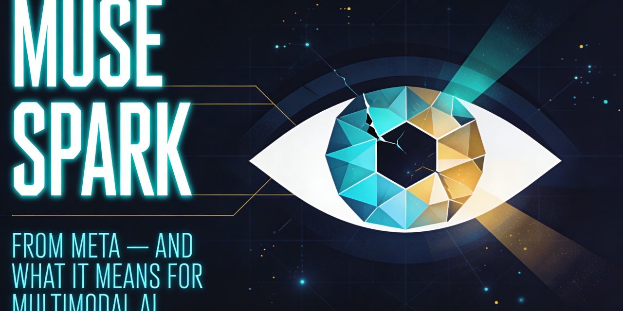 Geometric AI eye representing Meta's Muse Spark multimodal reasoning model analyzing multiple data streams